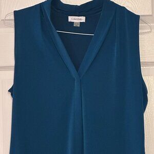 Calvin Klein Sleeveless Blouse – Size L, Dark Teal